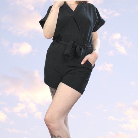 Wrap front playsuit in dark grey - Picture 1 of 2
